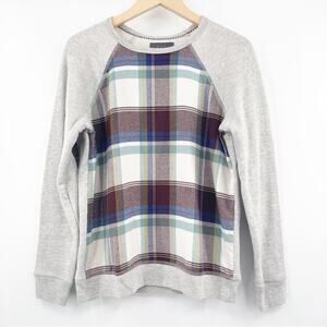 PJK PATTERSON J. KINCAID Sweatshirt Plaid Tartan Gray Preppy Sweater Size Small